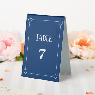 Plaque De Table Élégant minimaliste marine bleu et blanc Mariage