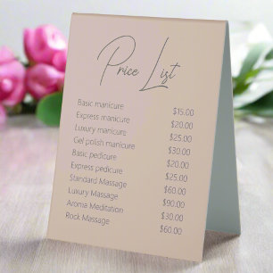 Plaque De Table Elégant Neutral Manicurist Tarifs Service