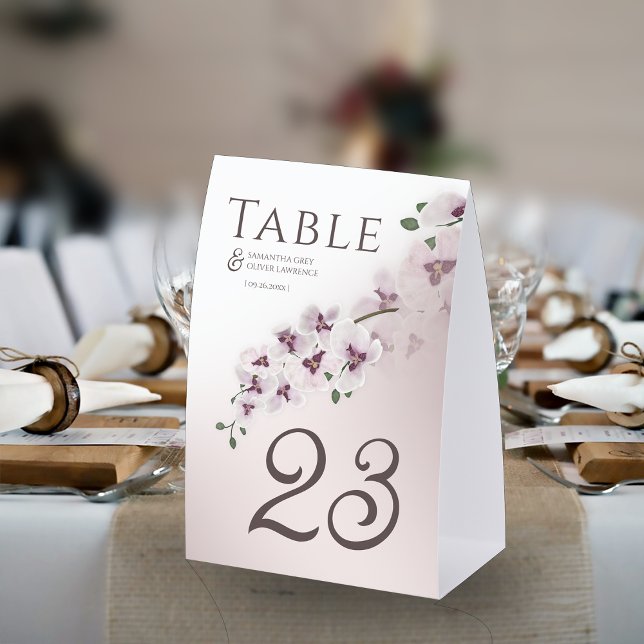 Plaque De Table Elegant Orchid Minimalist Wedding Table Number (Créateur téléchargé)