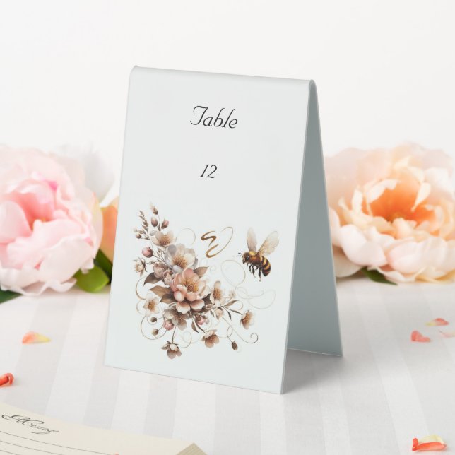 Plaque De Table Élégant panneau de table Mariage d'abeille et de f (In SItu (Mariage))