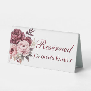 Plaque De Table Elégant Peony Aquarelle Floral Mariage Réservé