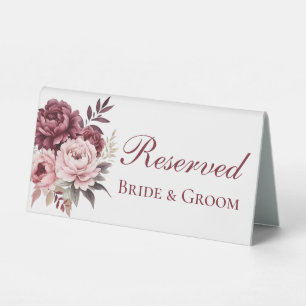 Plaque De Table Elégant Peony Aquarelle Floral Mariage Réservé