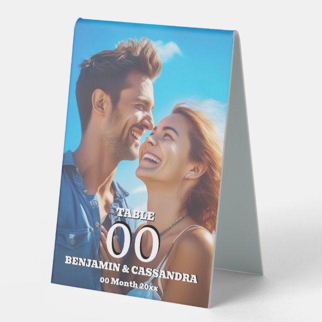 Plaque De Table Elegant Photo Engagement Table Number Stand (Recto)