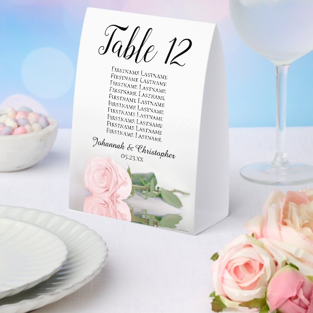Plaque De Table Élégant Rose rose Mariage Numéro de siège graphiqu (Insitu (mariage))