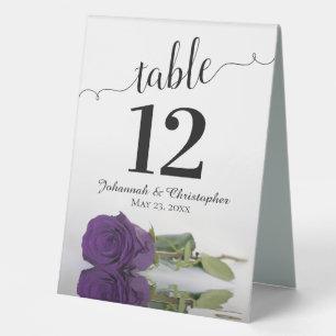 Plaque De Table Élégant Rose royal pourpre Mariage Numéro de table