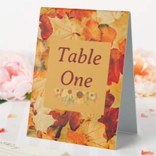 Plaque De Table Élégant Rouge Gold Automne Feuilles Mariage de aut