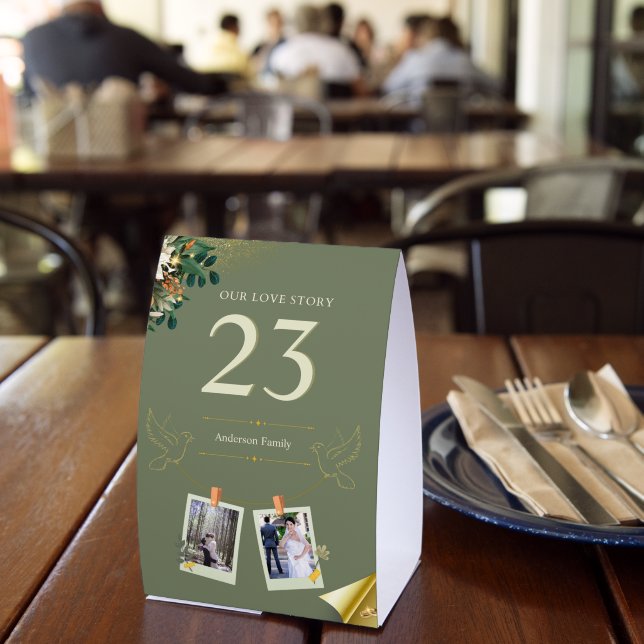 Plaque De Table Elegant Sage Green Floral Gold (Insitu (restaurant))