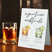 Elégant soir Signature Cocktails Menu Mariage