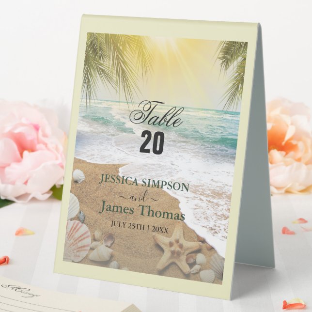 Plaque De Table Elégant Soleil Et Plage Blue Ocean (In SItu (Mariage))
