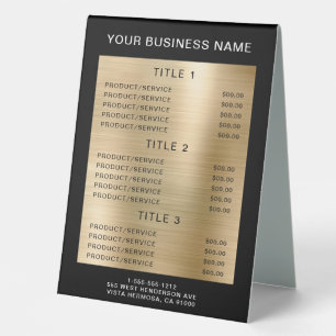 Plaque De Table Elégant tarif d'entreprise Black Gold