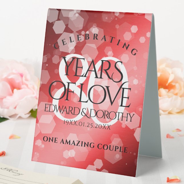 Plaque De Table Elégante 80ème anniversaire du Mariage de Ruby (In SItu (Mariage))