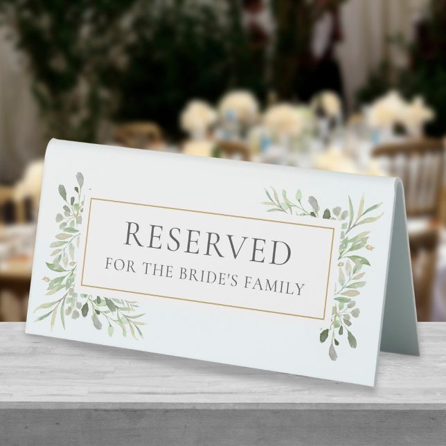 Plaque De Table Elégante aquarelle Verdure Mariage Réservé (Créateur téléchargé)
