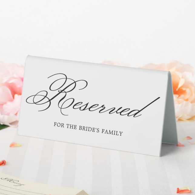 Plaque De Table Élégante calligraphie classique réservée à la fami (In SItu (Mariage))