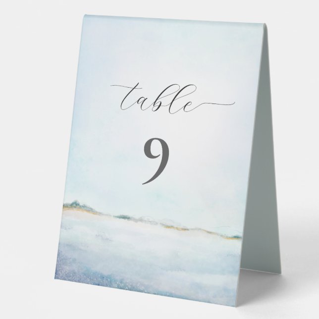 Plaque De Table Elégante Plage Simple Peint Aquarelle Côtière (Recto)