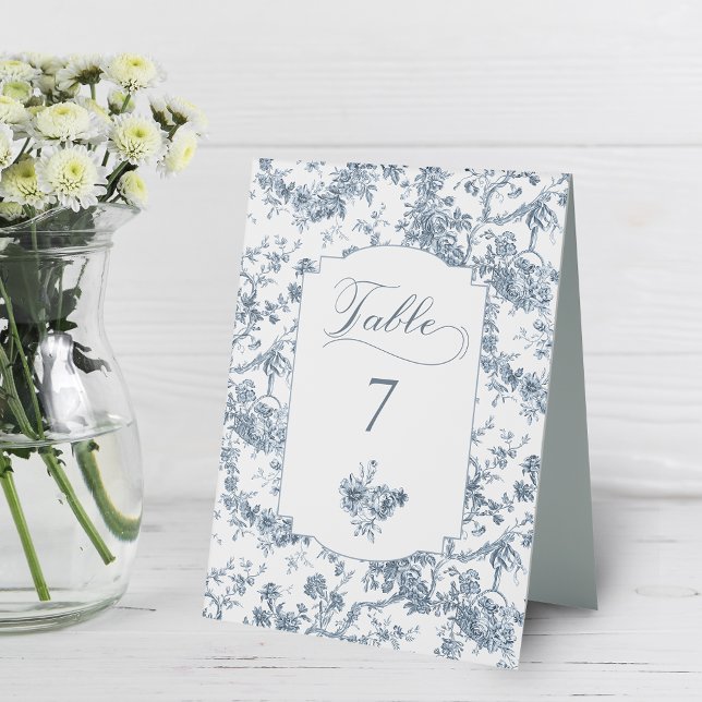 Plaque De Table Élégante toile Florale Bleue Française Gravée (Créateur téléchargé)