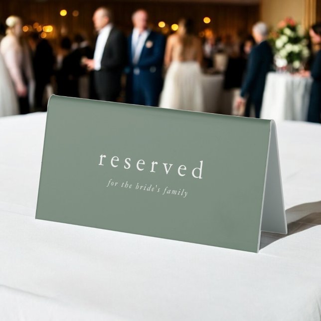 Plaque De Table EMELIA Sage Green Forest Mountain Mariage Réservé (EMELIA Sage Green Forest Mountain Wedding Reserved Table Tent Sign)