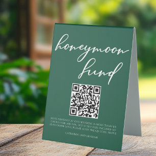 Plaque De Table Emerald Green Honeymoon Fund Code QR