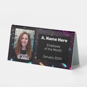 Plaque De Table Employé du mois du parti Neon personnalisé