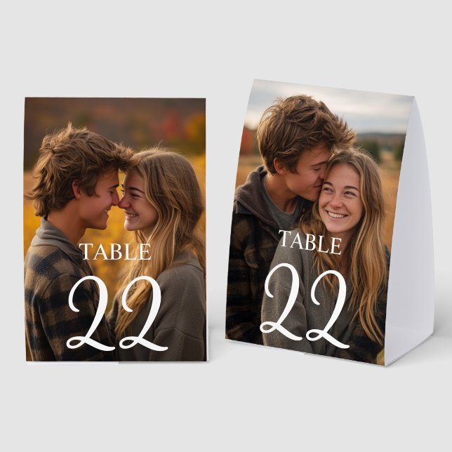 Plaque De Table Engagement Photo Wedding Number (Recto/verso)