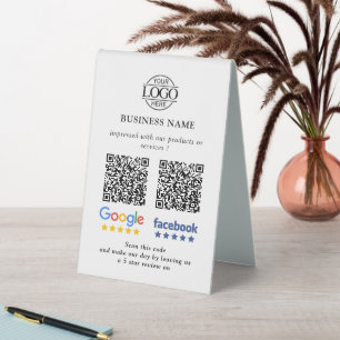 Plaque De Table Enseigne de code QR pour les avis Google et Facebo