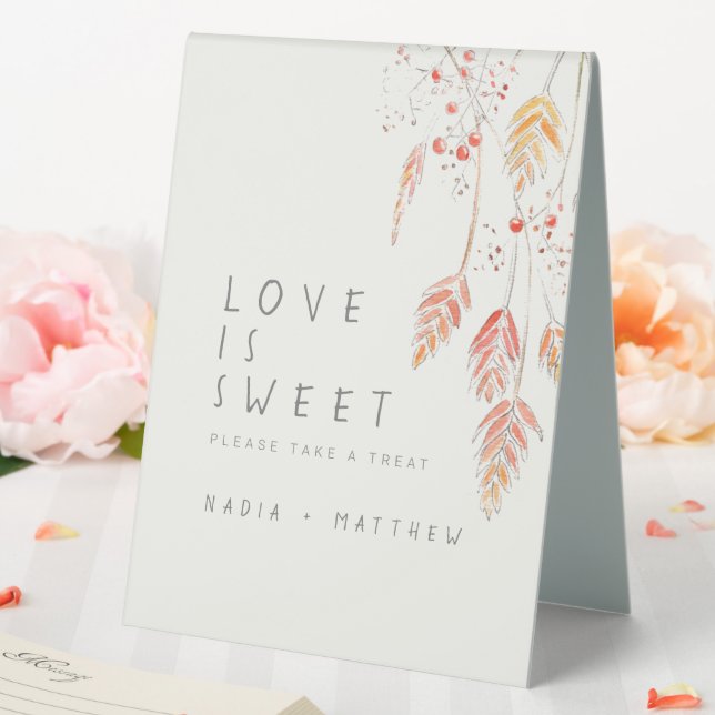 Plaque De Table Esquisse d'aquarelle de baies d'herbe mariage de a (In SItu (Mariage))