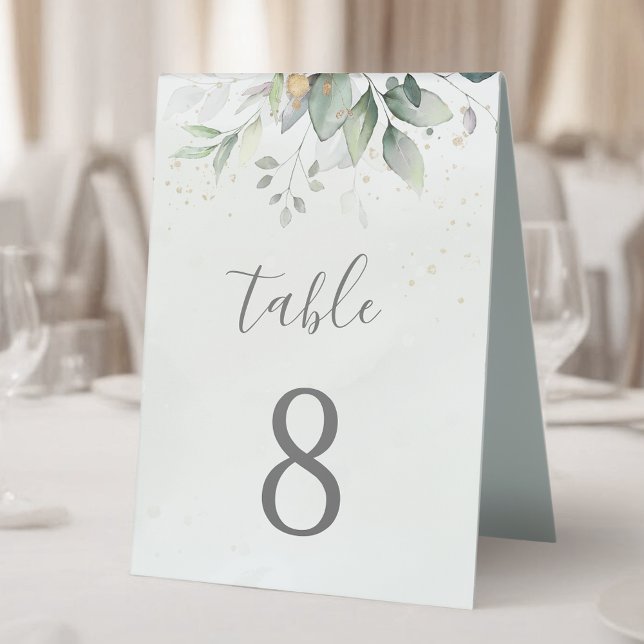 Plaque De Table Eucalyptus Botanique Verdure Aquarelle Élégante (Créateur téléchargé)