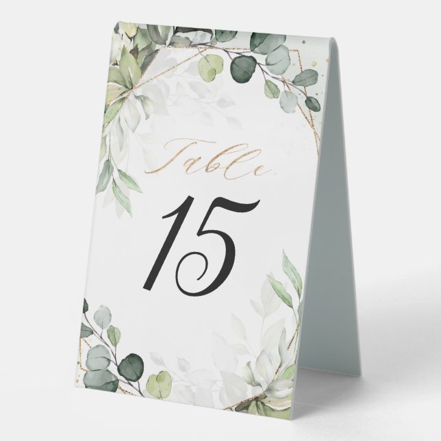 Plaque De Table Eucalyptus Sage Verdure Mariage géométrique modern (Verso)