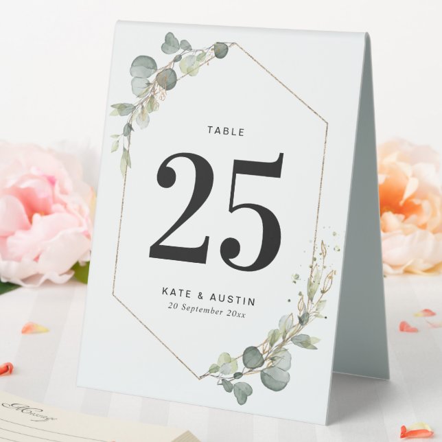 Plaque De Table eucalyptus vert mariage numéro de table (In SItu (Mariage))