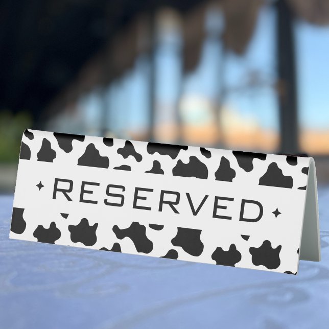 Plaque De Table Événement de cowgirl de campagne à impression de v (Cow Print Country Cowgirl Event Party Reserved Table Tent Sign)