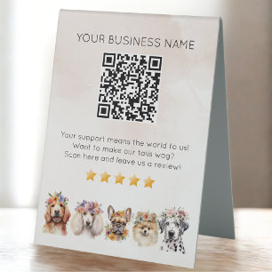 Plaque De Table Examen du code QR de toilettage pour chiens YELP B