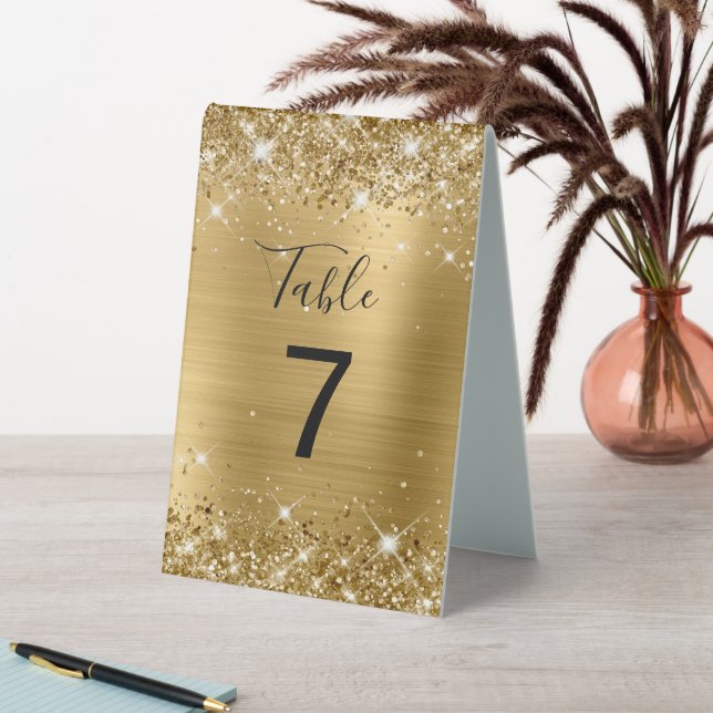Plaque De Table Faux Glittery Gold Foil Numéro Mariage (En SItu (Tableau))