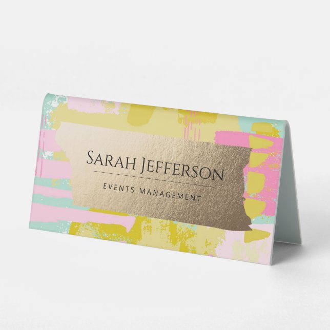 Plaque De Table Faux professionnel Gold Neo Mint Abstrait Moderne (Recto)