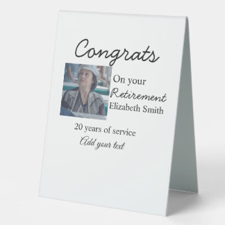 Plaque De Table Félicitations pour votre retraite ajouter le nom d