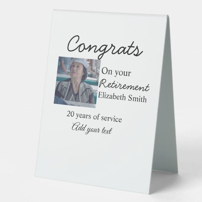 Plaque De Table Félicitations pour votre retraite ajouter le nom d (Recto)