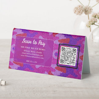 Plaque De Table Feminine QR code Scan To Pay Pop-Up Market Vendor