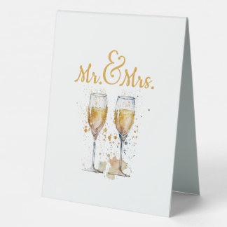 Plaque De Table Fête de M. & Mme Champagne