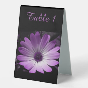 Plaque De Table Fleur marguerite violette Personnalisée Anniversai