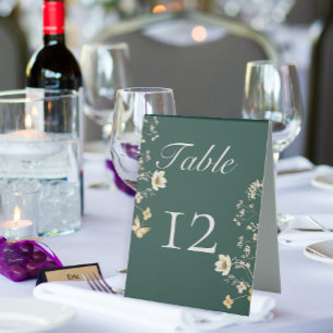 Plaque De Table Fleur sauvage rustique Frame Emerald Mariage vert