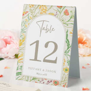 Plaque De Table Fleur sauvage Wild Meadow Mariage Numéro de table