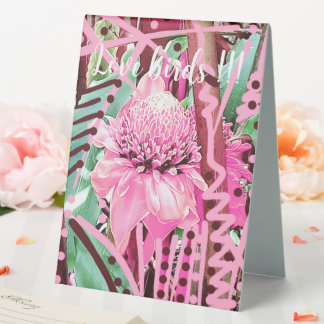 Plaque De Table Fleur tropicale de la vie Mariage mariée et mariée