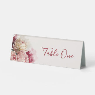 Plaque De Table Fleurs aquarelles | Mariage romantique aux pivoine