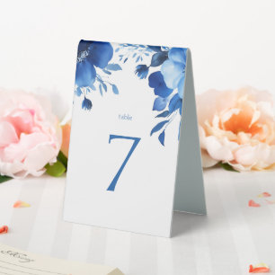 Plaque De Table Fleurs Bleues Aquarelle BAT MITZVAH SUR MESURE