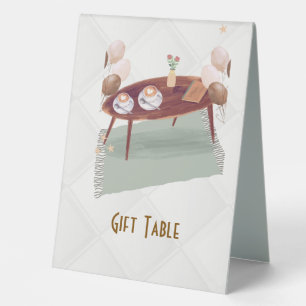 Plaque De Table Fleurs, café et ballons