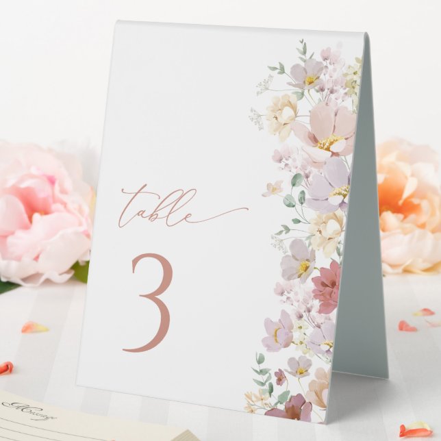 Plaque De Table Fleurs colorées, Fleurs sauvages, Boho, Numéros de (In SItu (Mariage))