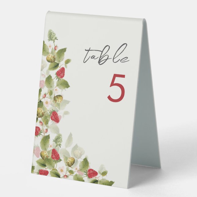 Plaque De Table Fleurs de fraises rouges sucrées Mariage (Recto)