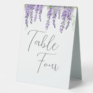 Plaque De Table Fleurs de glycine violette sur blanc Élégant