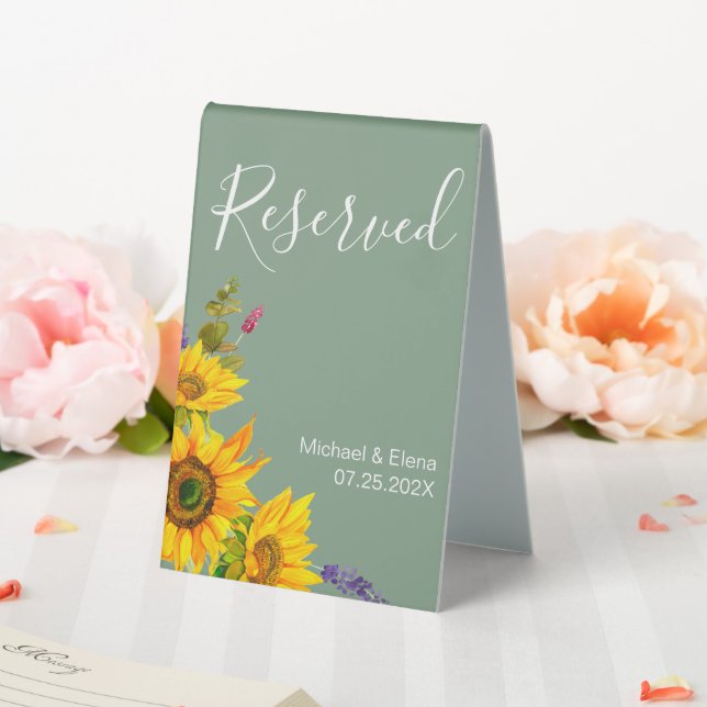 Plaque De Table Fleurs de soleil sur Mariage vert Réservé (In SItu (Mariage))