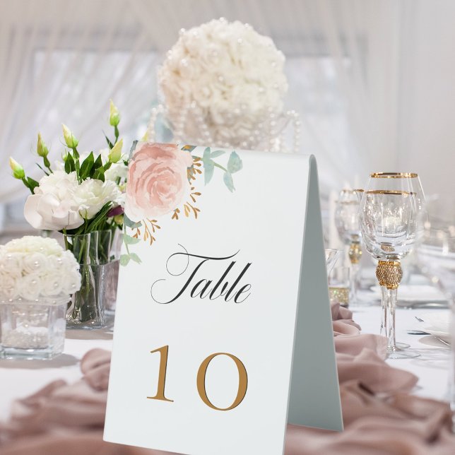 Plaque De Table Fleurs de verdure en or rose eucalyptus (Créateur téléchargé)