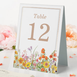 Plaque De Table Fleurs sauvages colorées Numéro du Mariage campagn