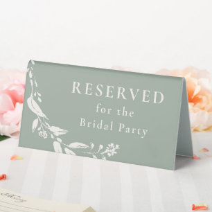 Plaque De Table Fleurs Vertes Sage Réservées Pour La Fête De Marié